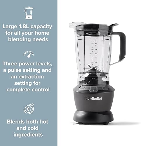 Nutribullet Mixeur chaud et froid Combo gris charbon – Comprend une puissante base de 1200 W, 3 tasses de différentes tailles, 2 couvercles rabattables pour On The Go et 1,8 l – Mixeur pour smoothies - Nail Gallerys