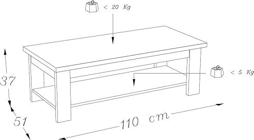 Berlenus Coline TB Table Basse Chêne Naturel 51,5 x 111 cm - Nail Gallerys