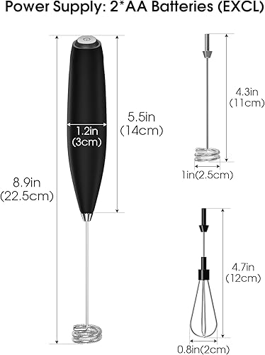 Mousseur à Lait Avec Support et 2 Têtes LULUWA, Mélangeur à œufs pour Boissons Portable Machine à Mousse à Café électrique pour Macchiato Cappuccino Matcha, Sans batterie (Noir) - Nail Gallerys