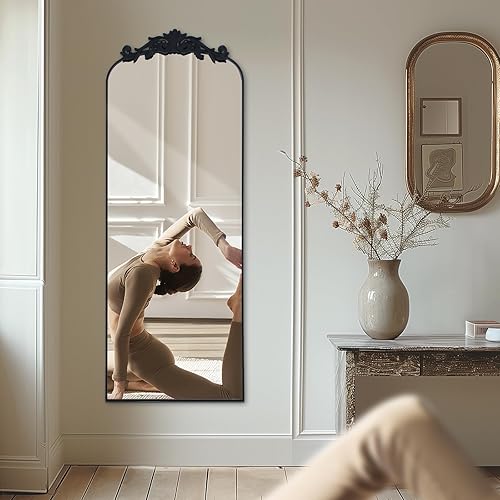 LunaMirror Filigree Miroir sur pied 162 x 52 cm Miroir pleine longueur avec vintage Sierlijke Gesneden Applicatie Rétro Décoration d'intérieur Miroir mural pour Woonkamer Slaapkamer Hal Entree, doré - Nail Gallerys
