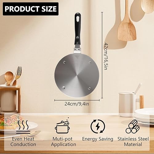 APACALI Adaptateur Plaque Induction, 24cm Adaptateur Induction Disque Plaque avec poignée et Base séparables, Induction Hob Heat Diffuser pour Cafetières et Ustensiles de Cuisine - Nail Gallerys