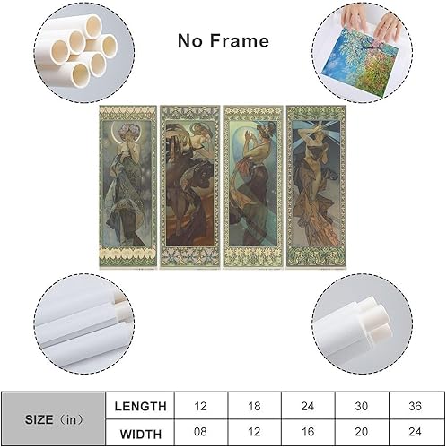 Artopweb Poster Mucha La lune et les étoiles sur toile - Impression sur toile - Impression photo - Décoration de chambre - 40 x 60 cm - Nail Gallerys