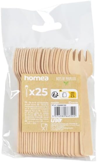 Lot de 25 Mini Fourchettes Réutilisables 'Verrine' 10cm Naturel - Nail Gallerys