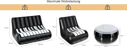 Stagecaptain If-Set Ensemble de Meubles Gonflable - Canapé Gonflable en Design Piano - Fauteuil Fournitures de Camping - Salon Lounge Multifonctionnels Portatifs - Dimensions: 127 x 75 x 75 cm - Nail Gallerys