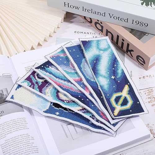 ORIGACH Lot de 6 marque-pages au point de croix pour débutants et amateurs de livres faits à la main avec instructions (français non garanti) - Nail Gallerys
