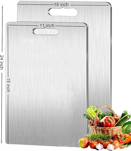 Lot de 3 planches à découper en titane antidérapant et anti-adhésif - Qualité alimentaire - Tapis de découpe en titane pour viande, légumes (2, XL) - Nail Gallerys
