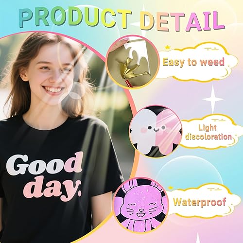 CaiJianYuLin Vinyle de Transfert de Chaleur 10 Couleurs à changement de couleur activé par UV Paillettes Vinyle Thermocollant en Chaleur Adhésif 30.5 x 21cm Transfert Thermique pour T-Shirts - Nail Gallerys