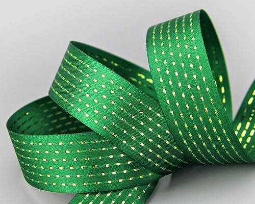 finemark Ruban de satin de 20 m x 25 mm avec pois lurex blanc/argenté - Ruban décoratif pour Noël et l'hiver - Nail Gallerys