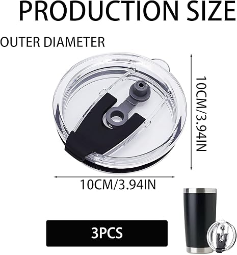 Lot de 3 couvercles de rechange modernes pour gobelets de voyage, anti-déversement, fins et anti-déversement, compatibles avec gobelets de voyage de 10 à 10 cm de diamètre intérieur de 9 à 10 cm - Nail Gallerys