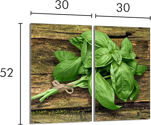 DarHaus Couvercle pour plaque de cuisson universelle en céramique, à induction, Planche à découper en verre 40 x 30 cm, protection anti-éclaboussures, plaque en verre, cuisine, Basilic Vert - Nail Gallerys