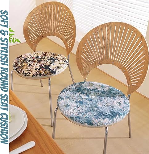 frstrery Coussin/Galette de Chaise Ronde 35cm, Coton et Lin, pour Jardin, Patio, Maison, Jardin, Restaurant, Maison, Bureau - Nail Gallerys