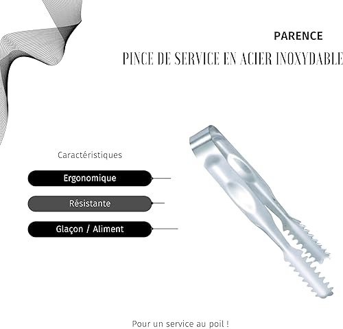PARENCE.- Pince de Service en Acier Inoxydable/Pince à Glaçon, à Sucre, à Bonbon - Qualité Superieure, Argenté - Nail Gallerys