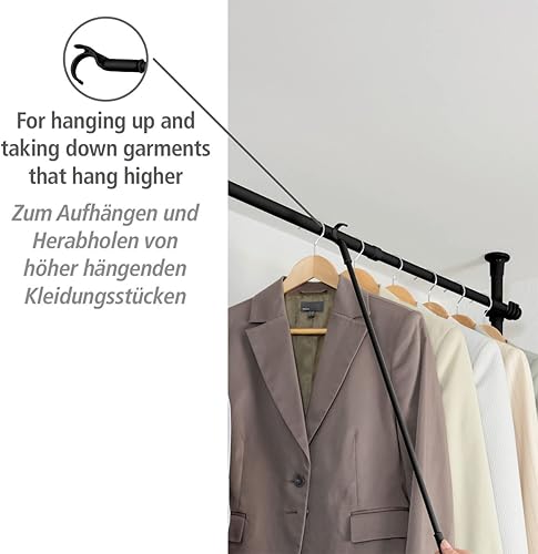 WENKO Perche à décrocher Herkules - Patère pour vêtements, Acier, 3 x 76 x 1 cm, Blanc - Nail Gallerys