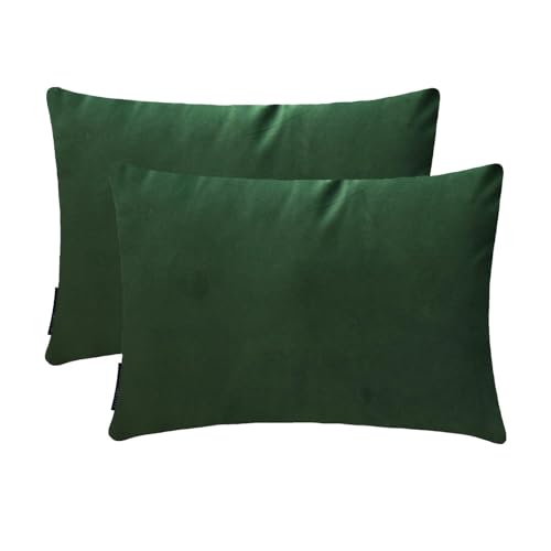 Crème Écru Luxe Housse de coussin oblongue 30 x 50 cm | Paquet de 2 Moderne Velours Housse de coussin Solide | Plaine Taies d'oreiller pour canapé, sofa et lit - Ecru Cream Velvet Dream - Nail Gallerys