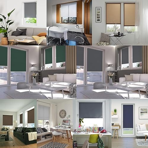 Store Enrouleur Occultant 45 x 50 cm, Thermique Isolant Protection Privée, Store Enrouleur en Tissu Double, avec Store enroleur Fixation, pour Chambre, Salon, Bureau, Gris Foncé - Nail Gallerys