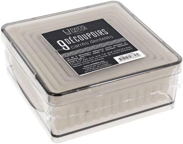 9 Découpoirs carrés cannelés assortis - Nail Gallerys