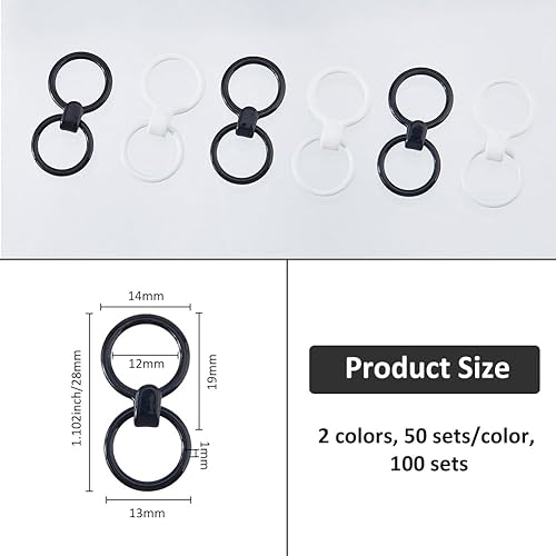 SUPERFINDINGS 100Sets 2Couleurs Anneau Rond Boucle de Maillot de Bain en Fer 28mm/1.1Inch Crochets pour Soutien-Gorge Crochets pour Bretelles de Soutien-Gorge Sangle de Soutien-Gorge Convertit - Nail Gallerys