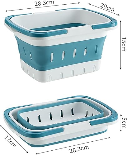 MagiDeal Panier à Linge Pliant, Panier à Linge Rétractable Portable, Panier de Bain Pliable avec Trou de Drainage, Bain Pliant Domestique, Rangement Peu Encombrant, pour Maison et Le Camping, Bleu - Nail Gallerys