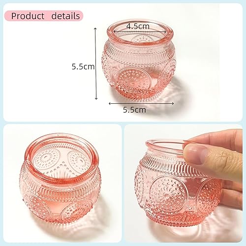 6 Pcs Bougies Votives Roses, Bougeoirs à Bougie en Verre pour Mariage, fête, décoration d'intérieur, Centre de Table (6, Rosa) - Nail Gallerys