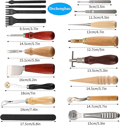 Outils de bricolage en cuir 18 pièces, Outil de bricolage en cuir pour coudre à la main, couture et ensemble de selles - Nail Gallerys