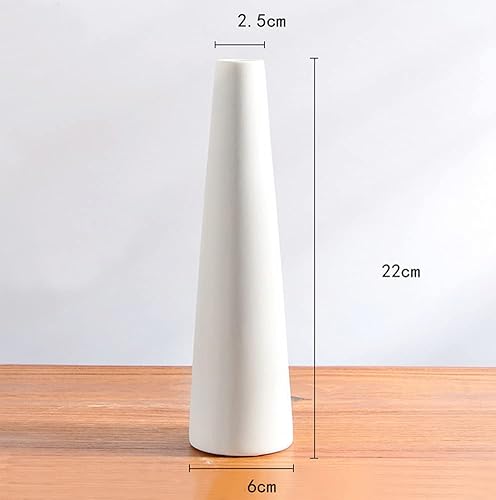 Bamboopack Vase à bourgeons en céramique blanc - Grand vase conique à tige unique - Vase décoratif pour la maison et le bureau - Décoration d'intérieur et de mariage - Nail Gallerys