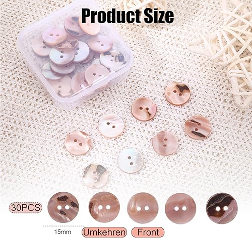 Lot de 20 boutons en nacre 20 mm - 2 trous - Pour vêtements, costumes, couture, bricolage, scrapbooking, projets de couture (blanc et rose, violet) - Nail Gallerys