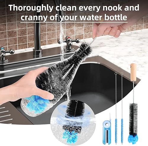 5 Pièces Goupillons Bouteille 35 cm, Compatible Bouteilles en Verre, Gourde & Bouteilles Étroitures，Goupillon Gourde Brosse bouteille – Nettoyage Profond Sans Rayures, Séchage Rapide, Poign - Nail Gallerys