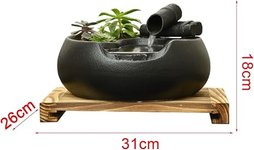ULTRAWAVE Petite Fontaine Fontaine de Table en céramique for Patio de Bureau intérieur et extérieur Fontaine en céramique Noire avec Pompe et Socle en Bois Fontaine Intérieure (Color : A) - Nail Gallerys