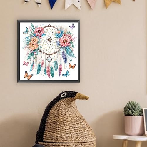 ARVALOLET Peinture diamant 5D à faire soi-même, décoration attrape-rêves, diamants partiellement formés, toile 30 x 30 cm - Nail Gallerys