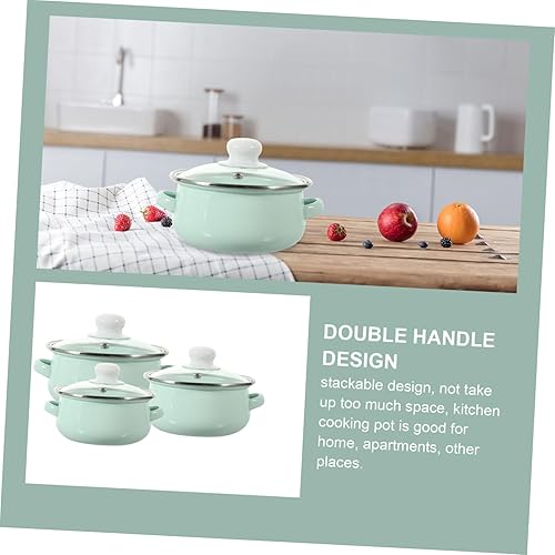 RORPOIR 3Pièces Casserole Émaillée Multi Usages avec Double Poignées Pot à Soupe Plat Marmite de Cuisine Émail Ustensile de Cuisine Pratique pour Cuisiner - Nail Gallerys