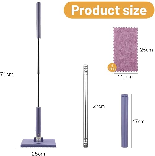 Doksvp Mini Mop à Changer Le Chiffon Automatiquement Kit, Serpillères Rotatives à 360°Mini Mop, Mini Balai à Changement Automatique de Tissu, avec 5 Chiffons Microfibre, pour Murs, Sols - Nail Gallerys