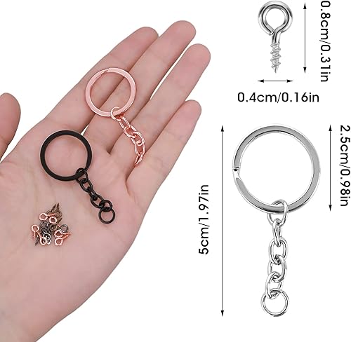 35 Pièces Anneau Porte Clés Fendus Métal Chaîne Argent Attache Porte Clé 180 Pièces Épingles à Vis en Vrac Bricolage Art Artisanat pour Fabrication de Bijoux Décoration Porte Clés - Nail Gallerys