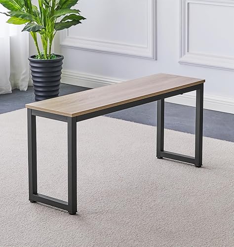 Hallowood Furniture Kempley Lot de 2 bancs de salle à manger avec plateau en bois et pieds en métal noir - Design industriel moderne - Pour maison, salle à manger, café, couloir, chambre ou salon - Nail Gallerys