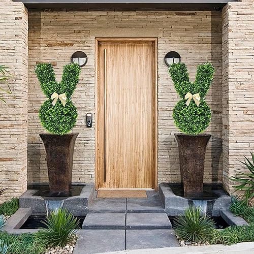 Arbre topiaire de Lapin Artificiel, topiaire de Lapin, Arbres topiaires de Lapin de Pâques Artificiel en Plein air, Arbre topiaire Artificiel en Forme de Lapin (2PCS avec lumière) - Nail Gallerys