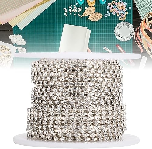 Tomotato 10 Yards Cristal Strass Fermer Chaîne Garniture, 4mm Cristal Diamant Garniture Griffe Chaîne Fournitures pour Artisanat Couture Bijoux DIY Décoration de Mariage(Argent) - Nail Gallerys