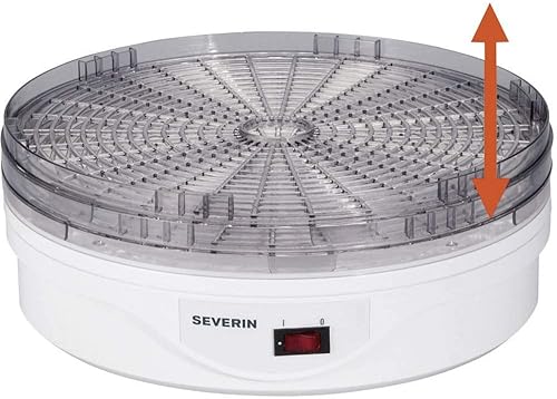 SEVERIN Déshydrateur 250 W, Déshydrateur de fruits, légumes, condiments et viandes, Grand déshydrateur alimentaire avec 5 plateaux empilables à hauteur réglable et couvercle, OD 2940 - Nail Gallerys