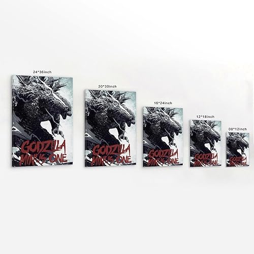 Godzilla Minus One Poster Impression sur toile Décoration d'intérieur Affiches pour chambre - Art mural esthétique - Peinture murale sur toile - Peintures à l'huile classiques populaires - 30 x 45 cm - Nail Gallerys