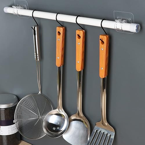 YunBey 4 Pièces Crochets Support de Tringle à Rideau, Crochet Auto Adhesif Tringle à Rideaux, Supports de Tringle à Rideaux Sans Percage pour Rideau Canne - Nail Gallerys