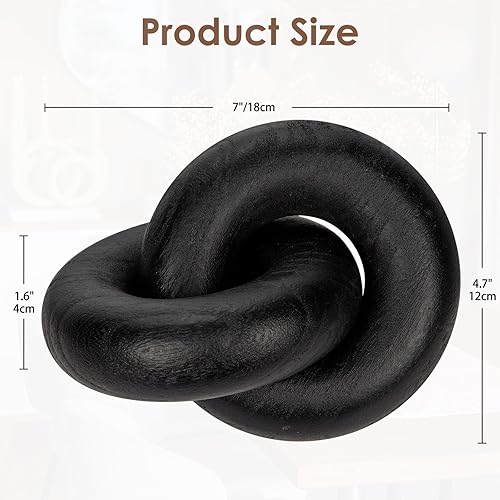 Briful Sculpture de nœud en bois massif - Nœud décoratif scandinave - Pour table, étagère et salon - Design moderne - 18 x 12 cm - Blanc - Nail Gallerys