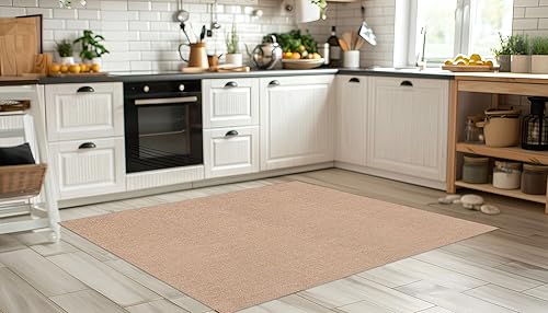 DobleUve Estudio Tapis Vinyle Uni Imprimé Jute | Marron | 80x200 cm | Tapis de Cuisine Imperméable | Tapis de Salon Antidérapant | Tapis Enfant Antimoisissure | Sol en PVC - Nail Gallerys