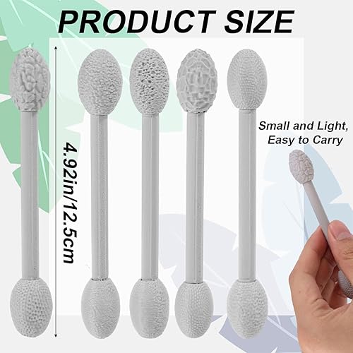Lyreh 5pcs Ensemble de Argile Modélisation, Rouleau Texture Argile Ovale à Double Tête avec Divers Motifs et Tête de Rouleau Amovible pour la Poterie et les Travaux Manuels(Gris) - Nail Gallerys