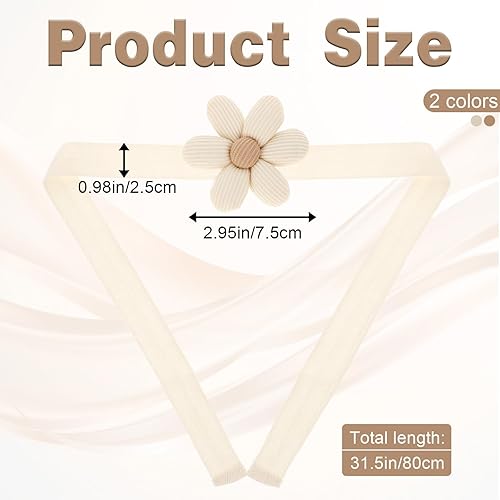 ElevateTech Lot de 4 embrasses de rideaux bohèmes à motif floral mignon pour rideaux simples, motif marguerite, embrasses de rideaux décoratives pour chambre à coucher, fenêtre (beige/kaki) - Nail Gallerys