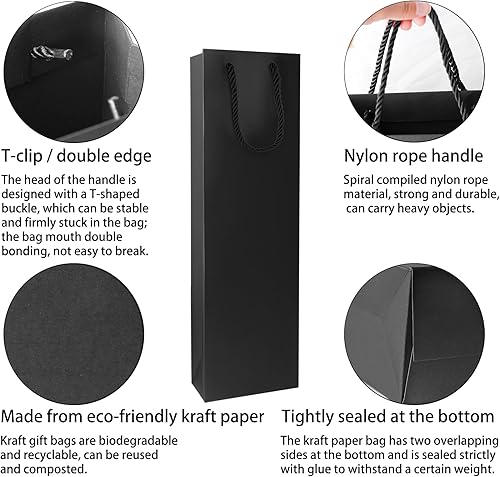 Acasimo Lot de 10 sacs cadeaux pour bouteilles de vin, sacs cadeaux avec poignées, champagne, maison, cadeau de fête - Nail Gallerys