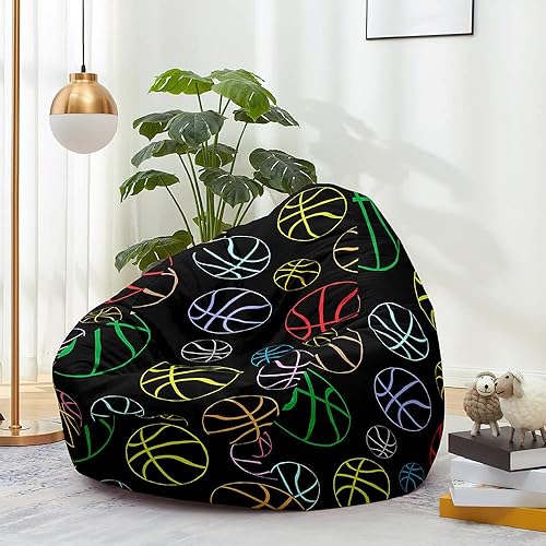Odot Pouf Poire sans Remplissage, 3D Basket-Ball Impression Pouf,Pouf Salon Chambre pour Adolescente und Adulte, Doux et Confortable Fauteuil Pouf, Polyvalent Housse Pouf Poire (XL,Basket-Ball) - Nail Gallerys
