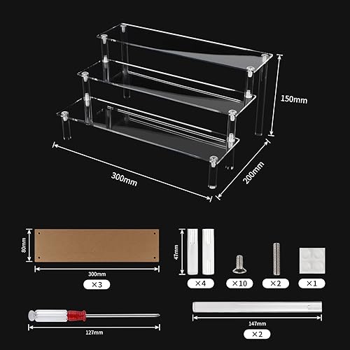 DBREAKS Présentoir Marches à 3 Niveaux en Acrylique, Présentoir Acrylique Transparent pour Amiibo Funko POP Figure, Étagère à Escalier Transparents, pour Gâteaux, vernis à ongles et parfums (2 Pièce) - Nail Gallerys