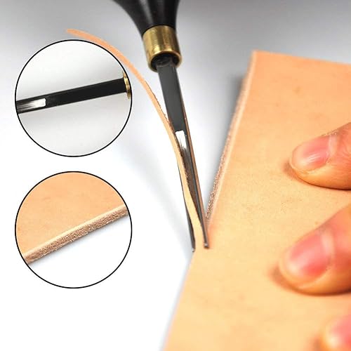 Edge Skiving Beveler Poignée en Bois en Bois Craft Edge Outil de Coupe (1.3mm) Cuir Bricolage Groover Leather Tools Leather Tools - Nail Gallerys