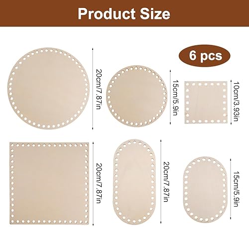 6 Pièces Panier au Crochet Base en Bois, Fond Panier Rond Crochet, Base de Panier en Crochet, 3 Tailles Fond de Panier en Bois Naturel, pour Bricolage Main Fournitures Tricot (10cm/15cm/20cm) - Nail Gallerys