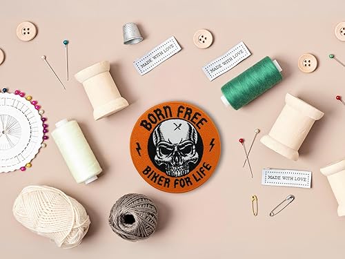 Finally Home Écusson thermocollant Biker for Life | Patchs de moto pour veste - Écusson thermocollant - Tête de mort - Patch arrière de moto - Nail Gallerys