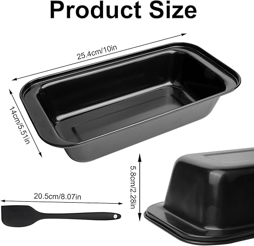 2 Pcs Moule à Pain de Mie Rectangulaire, Moule a Cake, Moules à Gâteaux Pâtisserie en Acier Carbone pour Cuisson de Toasts Pain Desserts (25,4 x 14 x 5,8 cm), avec Raclette à Pâte - Nail Gallerys