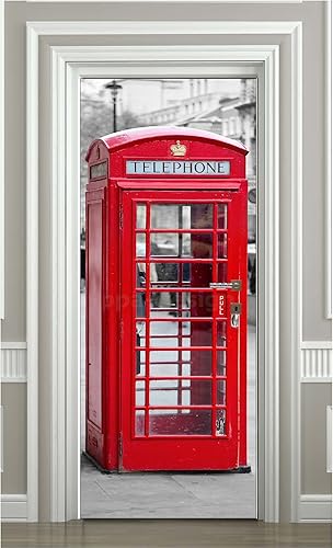 PPA DESIGN Sticker Porte Trompe l'oeil Cabine Téléphonique Anglaise- SAPP583 (93x204cm) - Nail Gallerys